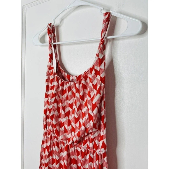 A.N.A. Mini Sundress Womens Sz S Red White Geometric Stretch Waist Sleeveless - Picture 2 of 9